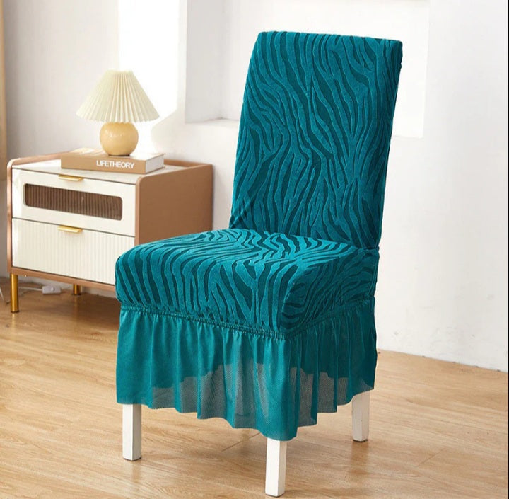 Wave Pattern Valvet Dining Chair Cover