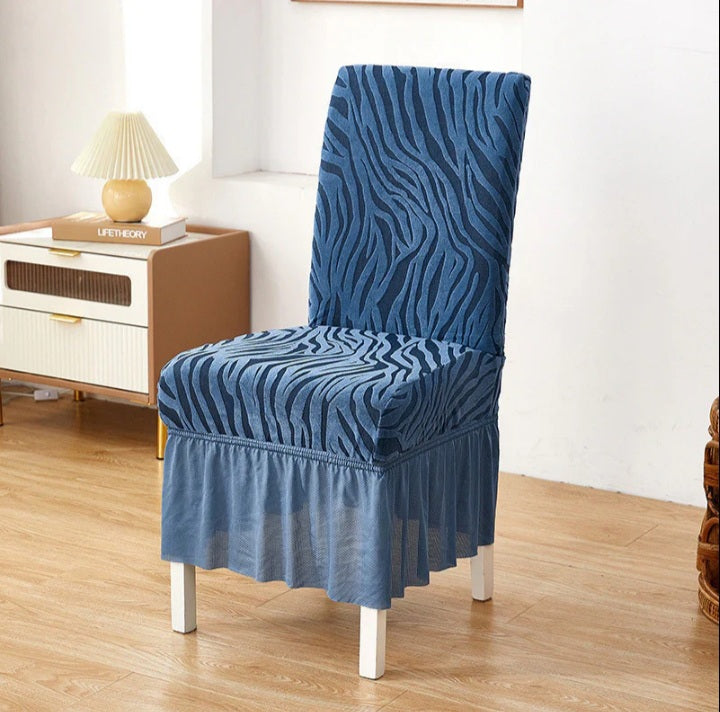 Wave Pattern Valvet Dining Chair Cover