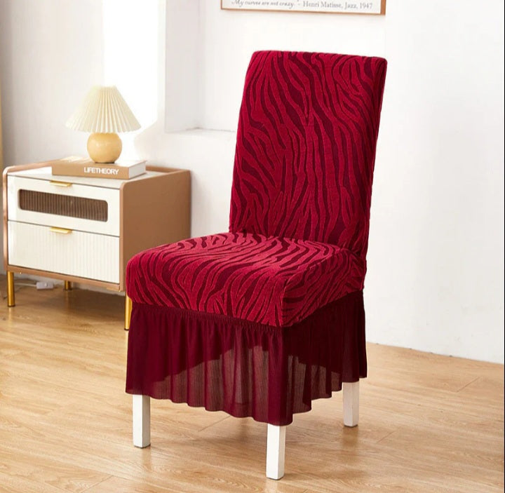 Wave Pattern Valvet Dining Chair Cover