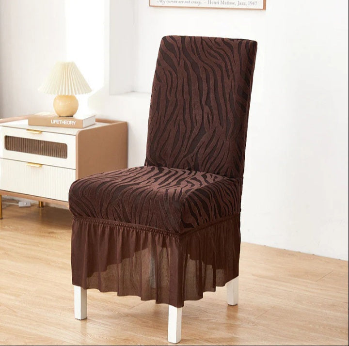 Wave Pattern Valvet Dining Chair Cover