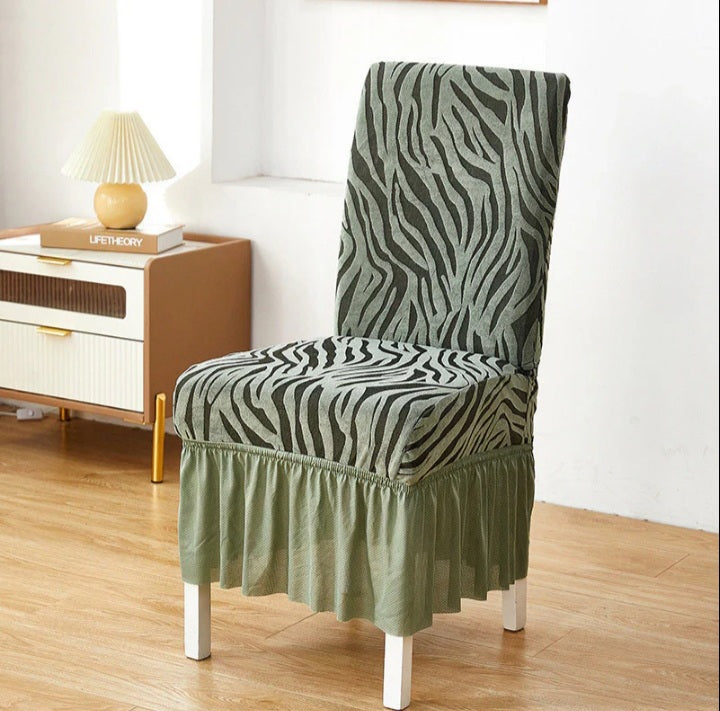 Wave Pattern Valvet Dining Chair Cover