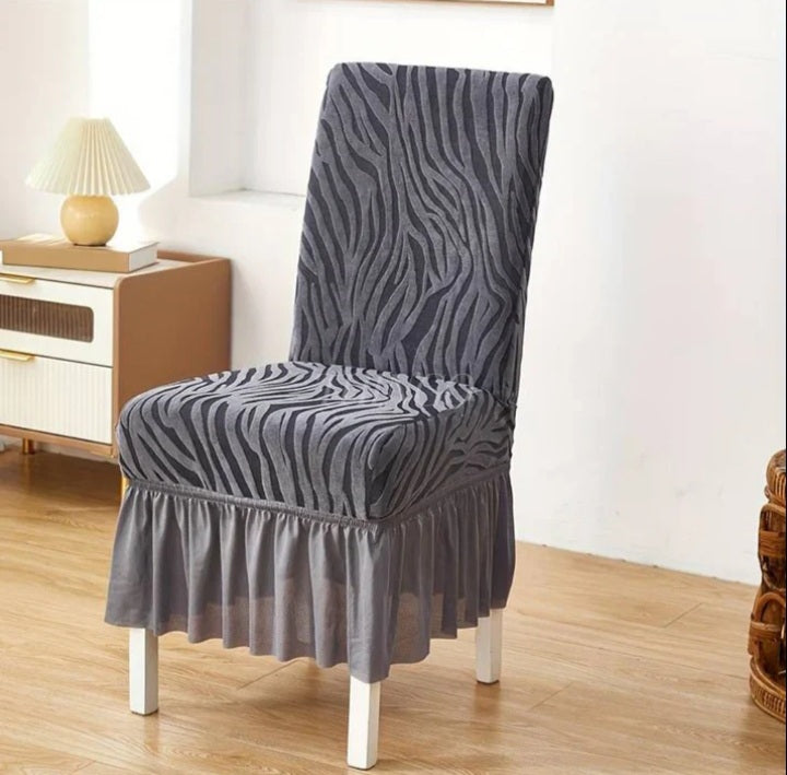 Wave Pattern Valvet Dining Chair Cover